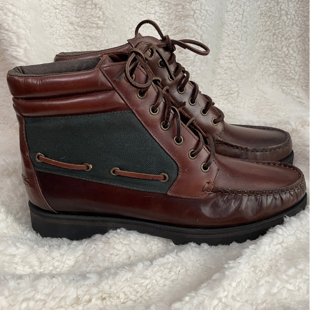 Quoddy Vintage Men's Leather Moc Toe Lace-Up Boots Made in USA Unworn w/ Box